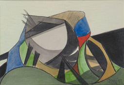 Barques échouées, Aquarelle, 1973.
